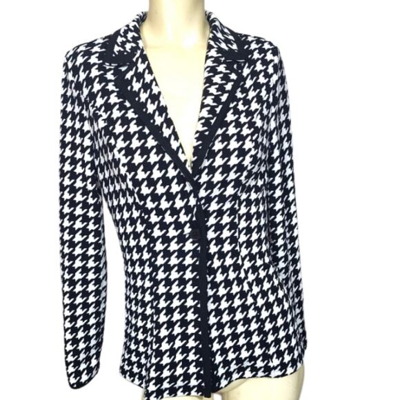 Vintage 80's Polyester Blend Houndstooth Print Blazer Size Small - Picture 1 of 11
